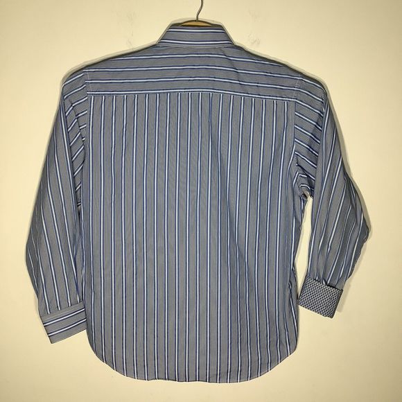 Bugatchi Mens Long Sleeve Button Up Shirt Blue Striped Size XL - Picture 3 of 7